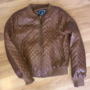 Vegan leather quilted bomber